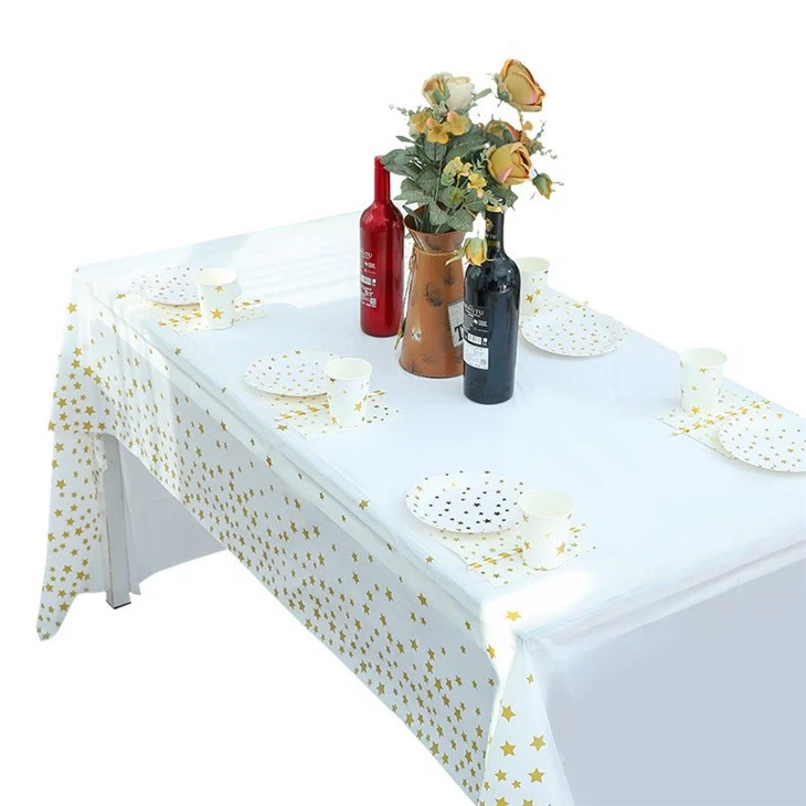 Tablecloth Water Oil Resistant Peva Rectangular Printed Tablecloth Stars Party Tablecloth