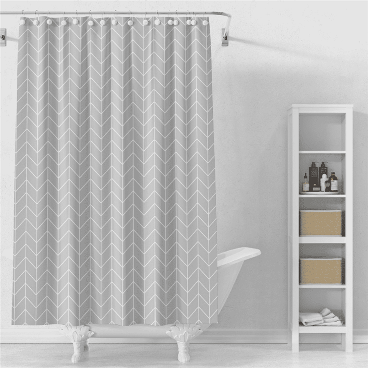 Geometric Simple PEVA Shower Curtain Water Repellent Reusable Bath Curtain